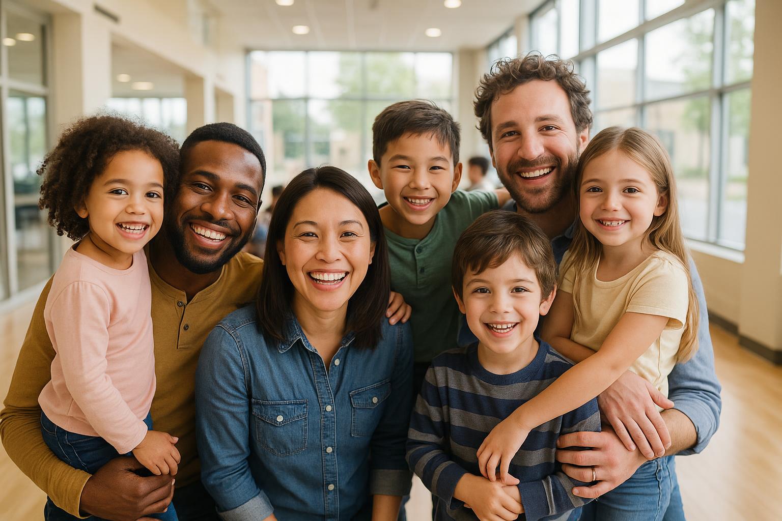 Happy diverse families